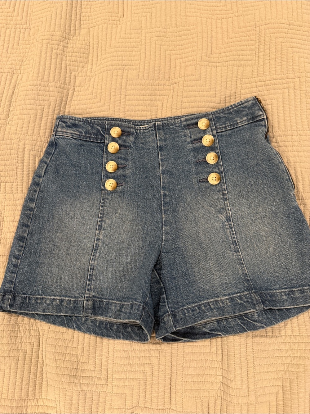 Loft High-Waist Blue Denim Sailor Shorts